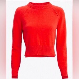 Helmut Lang Cashmere Crewneck Cropped Sweater In Vibrant Orange, XS